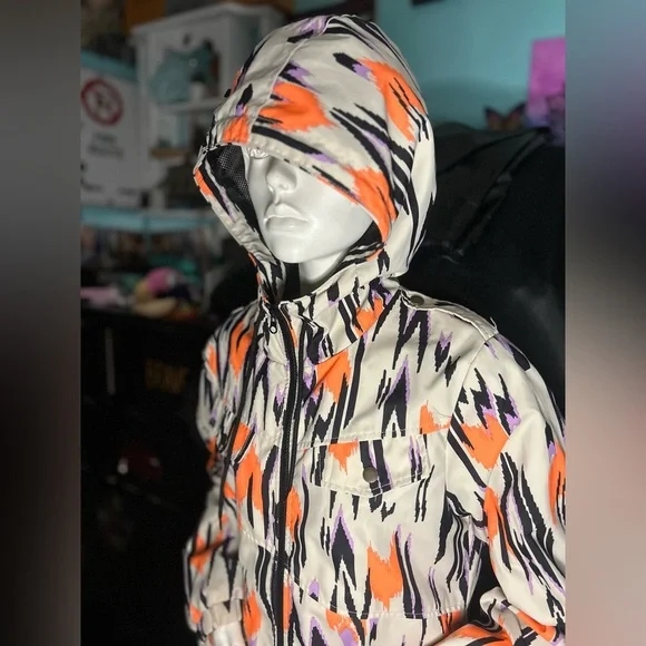 Volcom Orange and Black Patterned Jacket - Picture 2 of 6